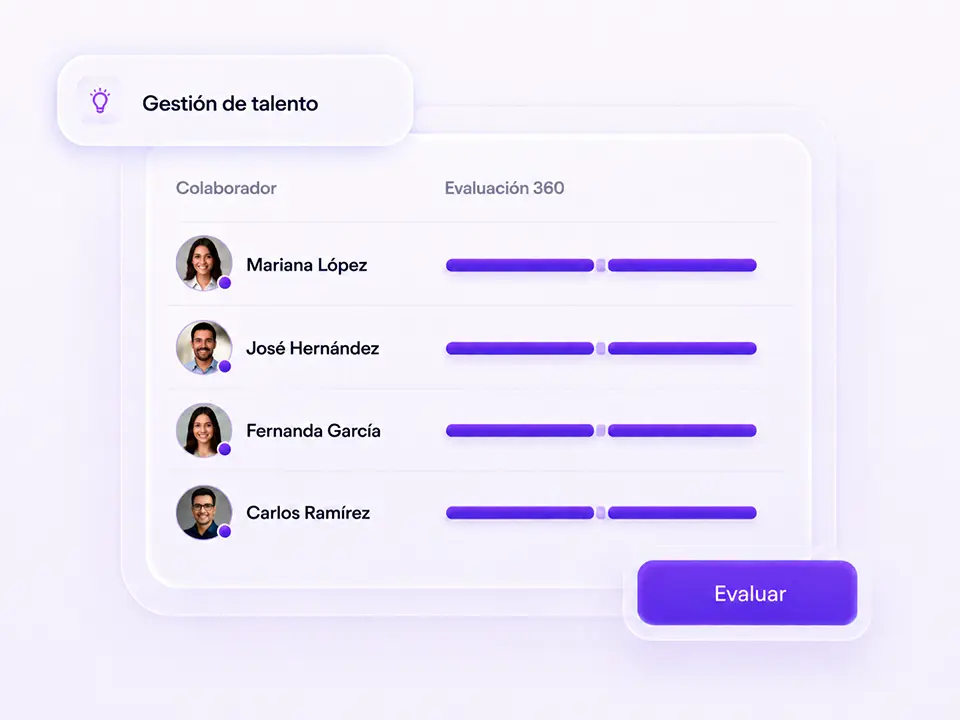 Ciclo de desempeño Q2 en HOLO humanos: 78% de evaluaciones completadas, promedio 4.2 y avance por equipo